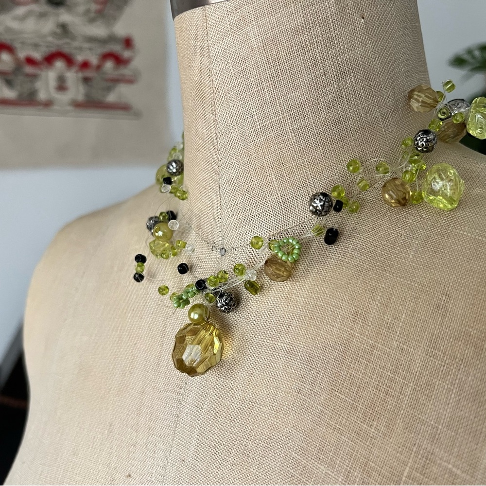 Chilean Elegant Beaded Necklace in Green & Black